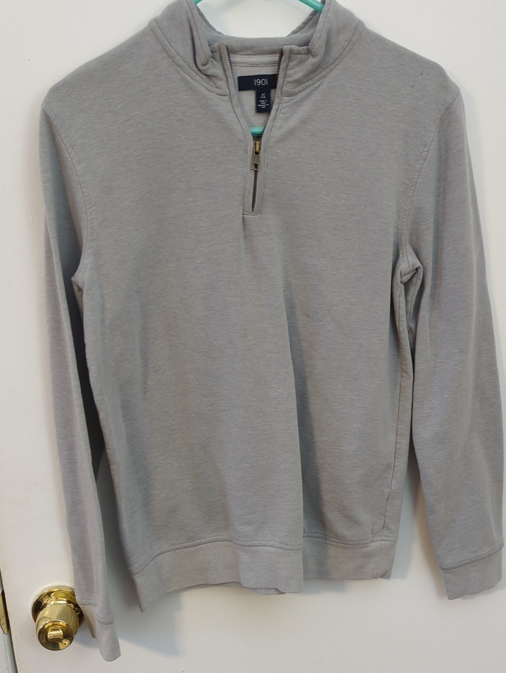 1901 Boy's Light Gray Half-Zip Pullover Sweater, XL